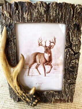 New Burton & Burton on Bark Frame Antler 4 x 6 Photo
